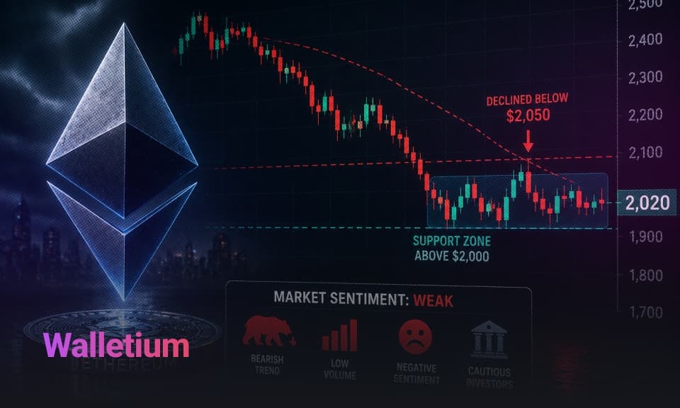 Ethereum-Preis kämpft unter 2.050 $ bei schwachem Sentiment